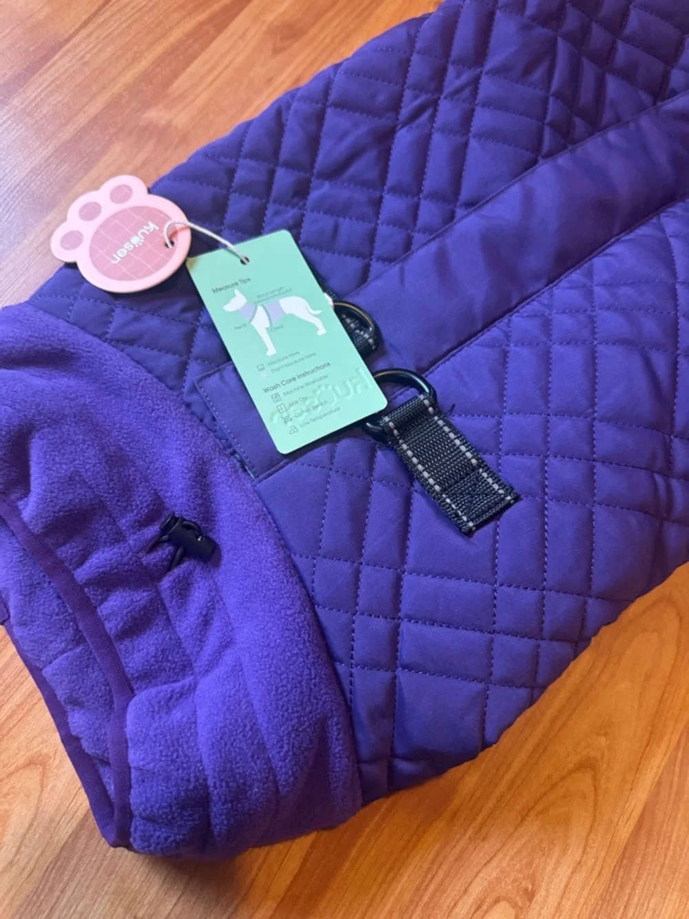 Kuoser‎ new purple big dog puffer jacket zip up coat LG